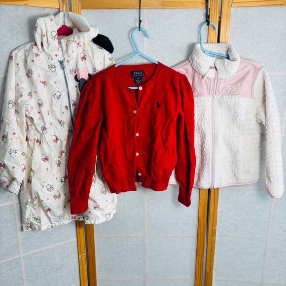 Girls 5/6 Jacket Cardigan Bundle Disney Polo RL Reebok Wool Minnie Rain‎ Coat - Picture 1 of 15